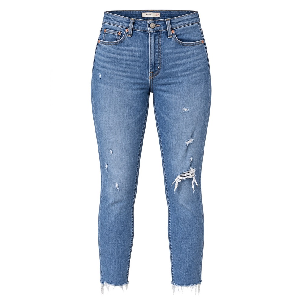 Levi's Wedgie Skinny‎ Jeans Women 27 Blue Distressed Raw Hem High Rise